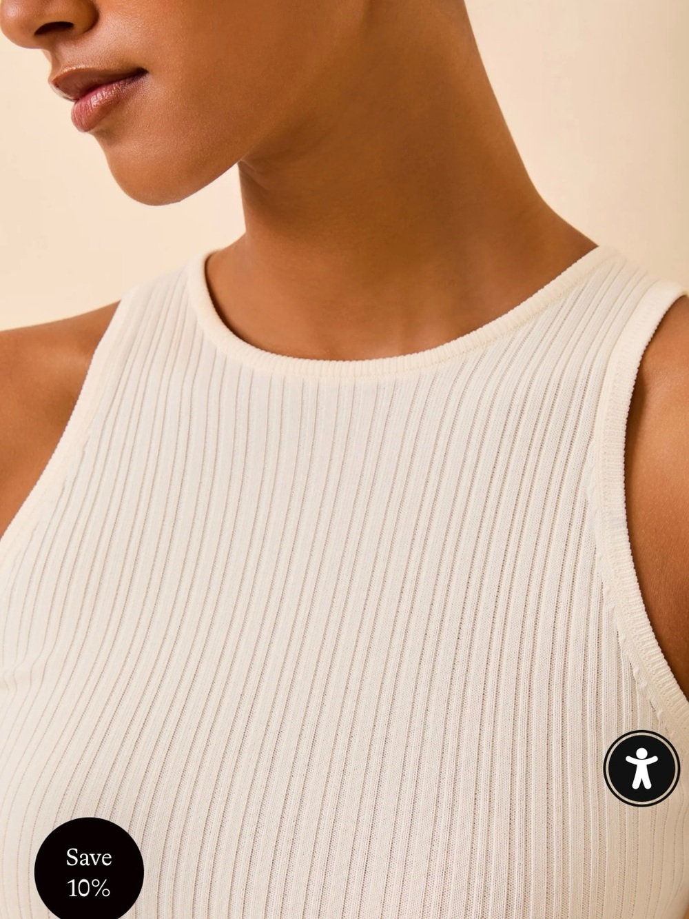 SOLID & STRIPED Ribbed Cropped Tank Top - White - Picture 2 of 6